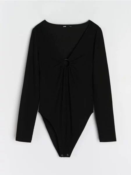 Боді з декоративним вирізом чорний