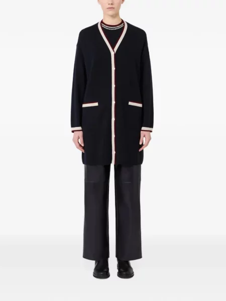 Lung cardigan Max Mara de lână albastru