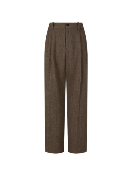 Pantaloni Tomboy cu model herringbone maro