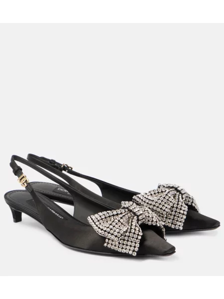 Pantofi cu toc Dolce&gabbana din satin slingback negru