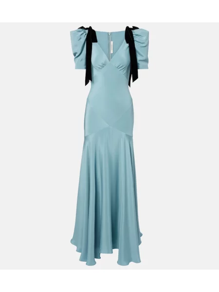 Rochie maxi Rodarte cu funde din satin albastru
