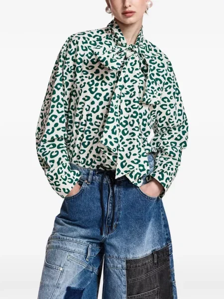 Cămașă Essentiel Antwerp cu funde cu model leopard