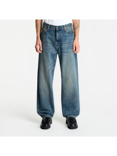 Blugi Carhartt WIP Aaron Pant Blue Worn Used Wash 33 albastru