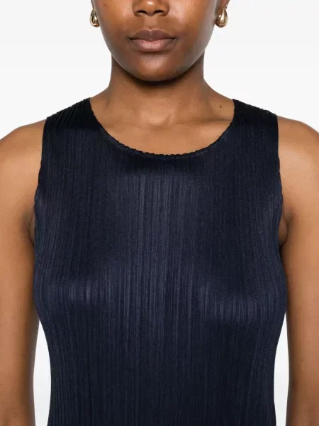 Plisirana midi haljina Pleats Please Issey Miyake bez rukava iznad koljena plava