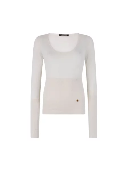 Sweter Roberto Cavalli z długim rękawem beżowy