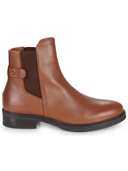 Botine Tommy Hilfiger din piele fără toc maro