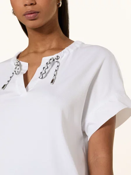Marc Cain Tričko Z Kombinace Materiálů white bílé