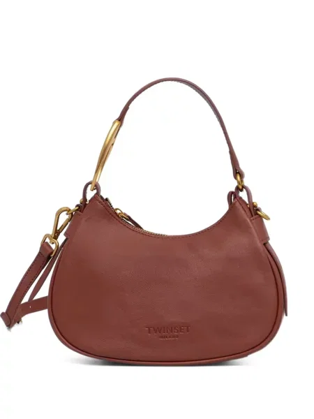 Geantă shopper Twinset din piele maro