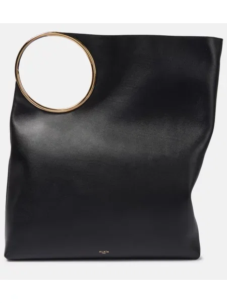 Usnjeni prstan Alaia črna
