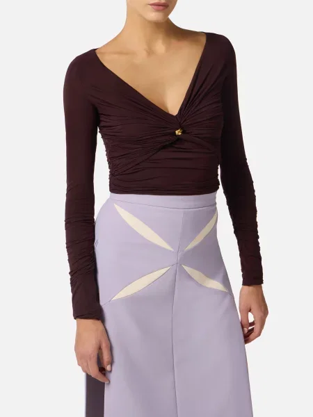 Лонгслів Elisabetta Franchi коричневий