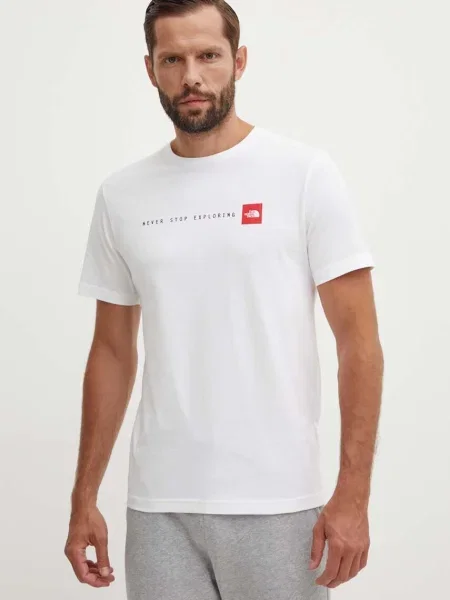 Тениска The North Face M S/S Never Stop Exploring Tee с принт бяло