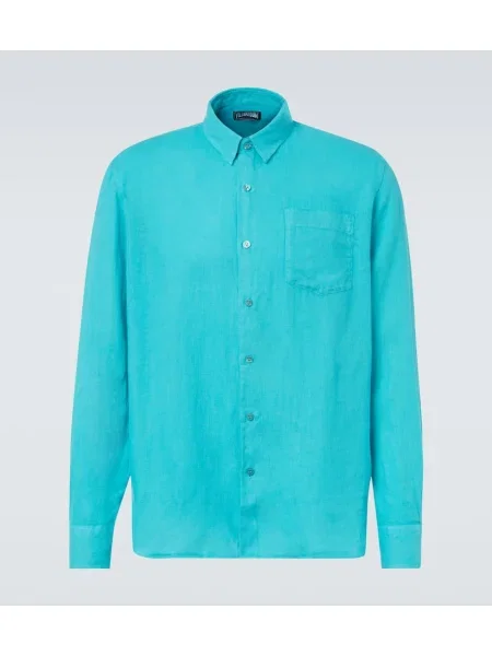 Lněná košile Vilebrequin zelená