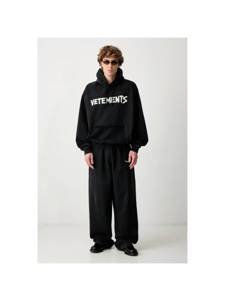 Vetements Tape Logo bluza z kapturem czarna