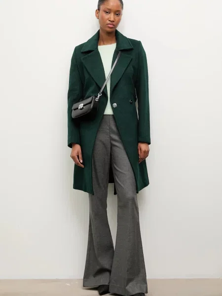 Вовняне пальто Answear Lab демісезонна двобортний бордовий