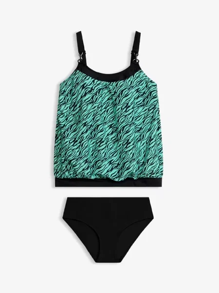 Tankini oversize z ozdobnym kółkiem komplet czarny