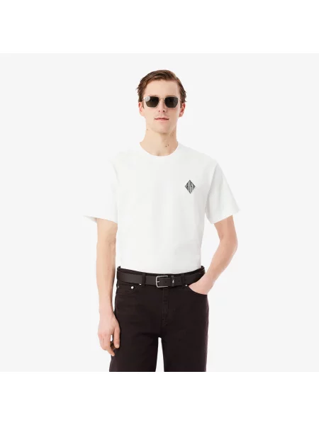 Lacoste T-Shirt Z Okrągłym Dekoltem Classic Fit biały