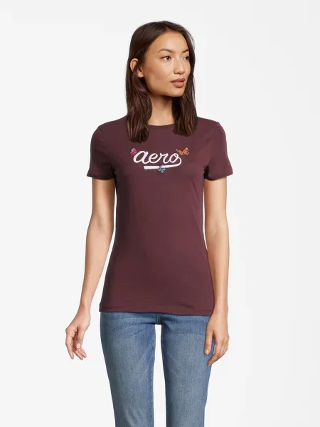 AÉROPOSTALE Tricou albastru / portocaliu / roșu vin alb
