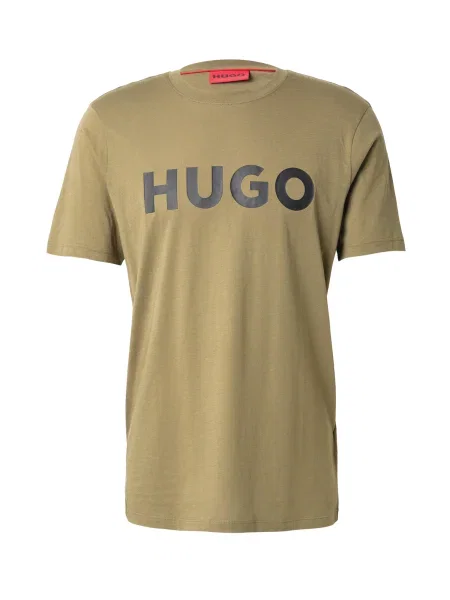 HUGO Tricou Dulivio oliv / negru kaki