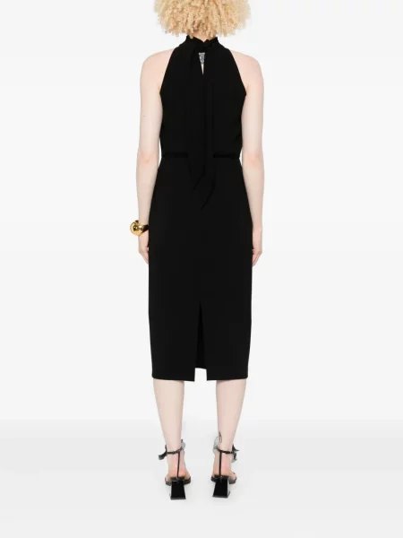 Rochie midi Max Mara până la genunchi cu gât halter de costum negru