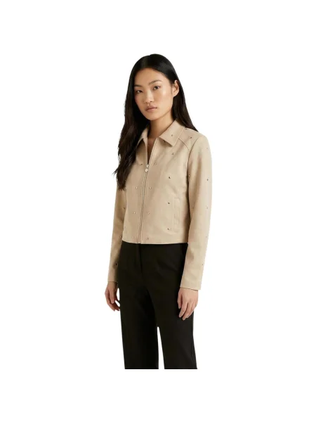 Geacă Jacqueline De Yong din piele de căprioară bej