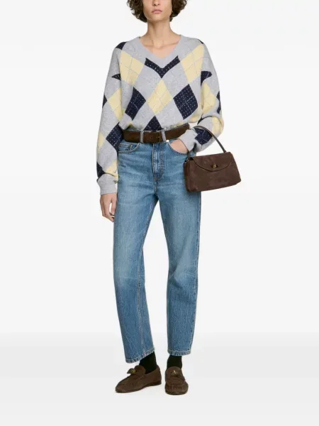 Pulover Sandro de lână cu model argyle gri