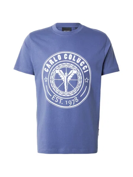 Carlo Colucci Tricou albastru denim alb