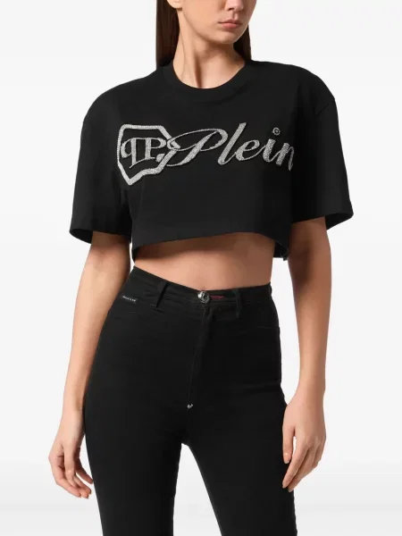 Тениска Philipp Plein с кристали изрязани черно