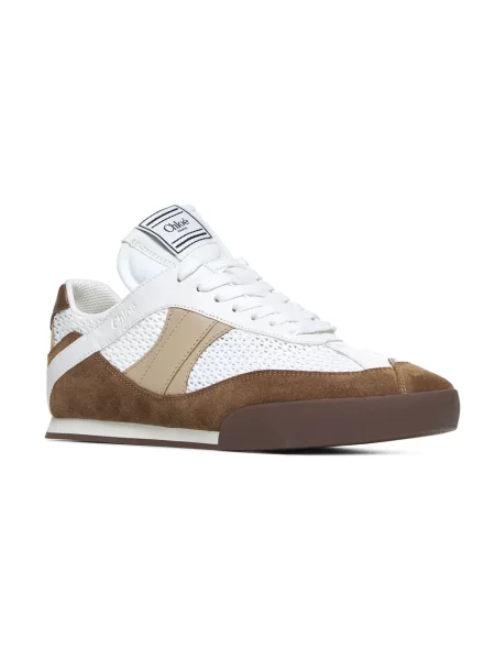 Sneakersy Chloe skórzane z logo brązowe