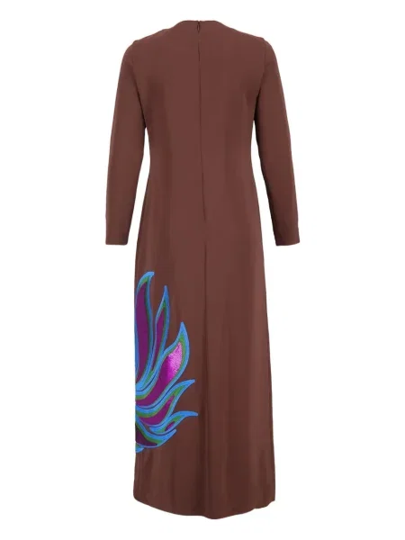Rochie maxi Paula lungă de costum maro