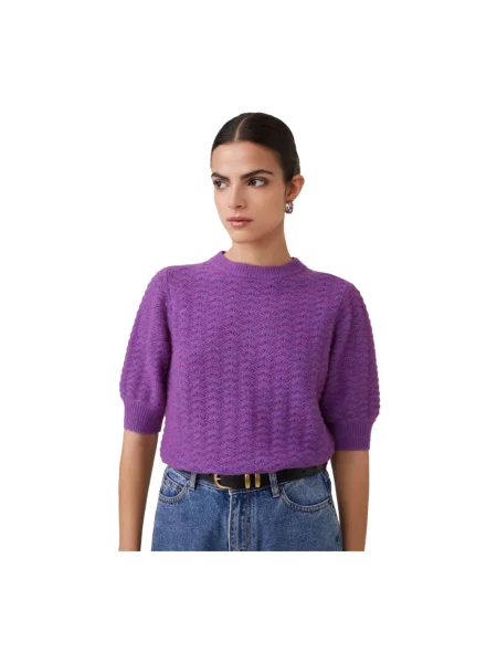Sweter Suncoo wełniany fioletowy