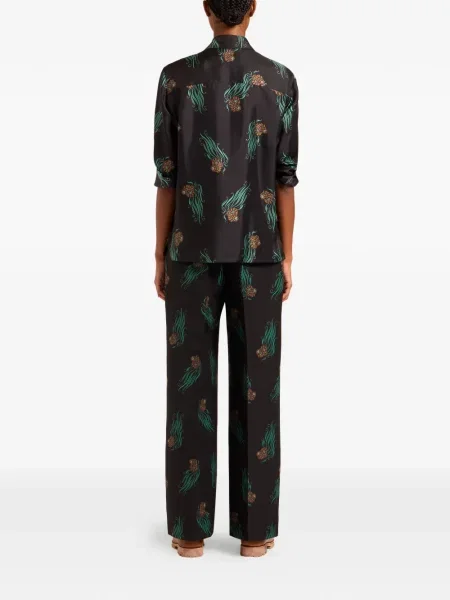 Pantaloni La Doublej cu model floral cu imagine negru