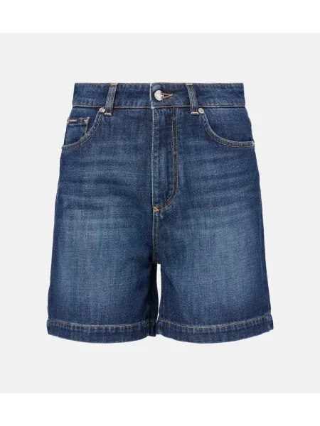Pantaloni scurți din denim Dolce&gabbana cu talie înaltă albastru