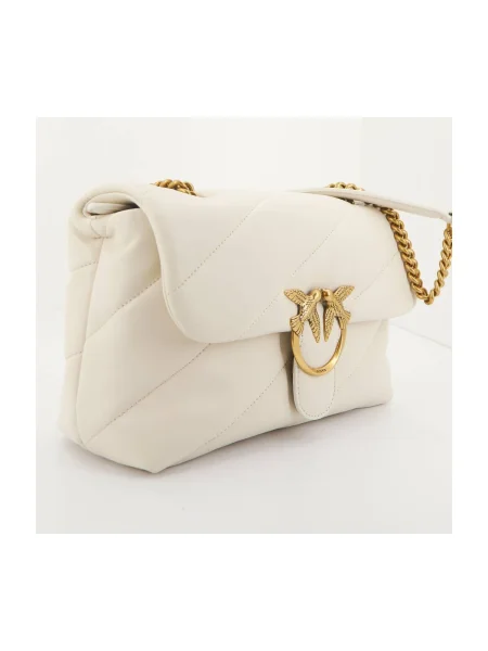 Geanta crossbody Pinko din piele clasică alb