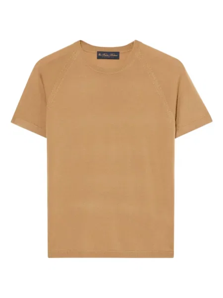 Tricou Brooks Brothers cu decolteu rotund scurt maro