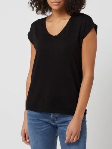 T-shirt z efektowną przędzą model ‘Billo’ Pieces czarna
