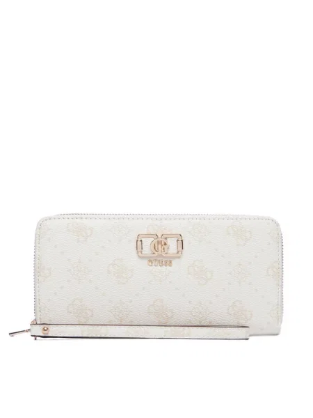 Портфейл Guess Emelie Logo Slg Кремав бяло