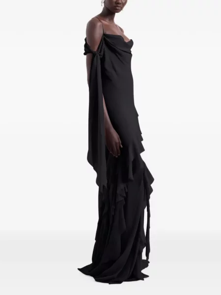 Rochie Nina Ricci de mătase cu volane negru