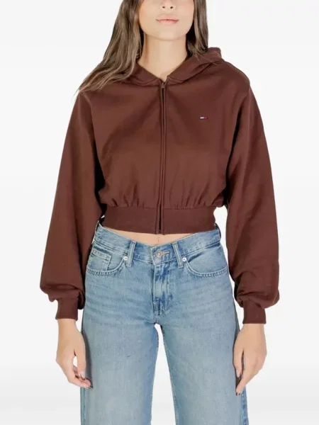 Decupat hanorac cu glugă Tommy Jeans maro