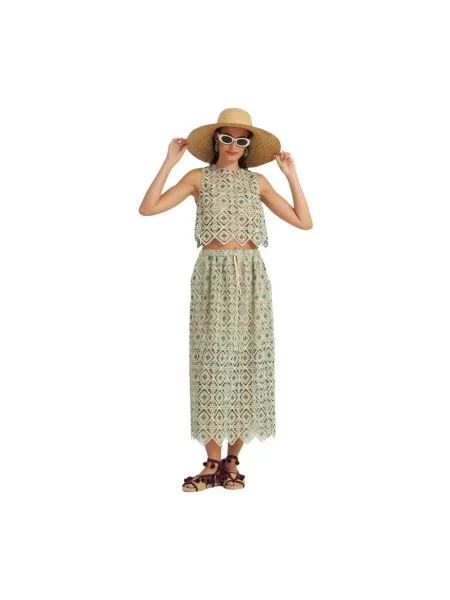 Spódnica La Doublej boho beżowa