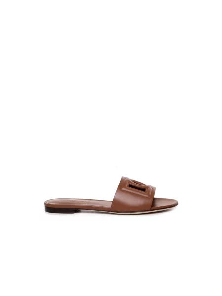 Klapki Dolce And Gabbana skórzane brązowe