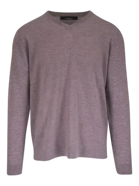 Sweter Kinross Cashmere z kaszmiru z dekoltem w serek szary