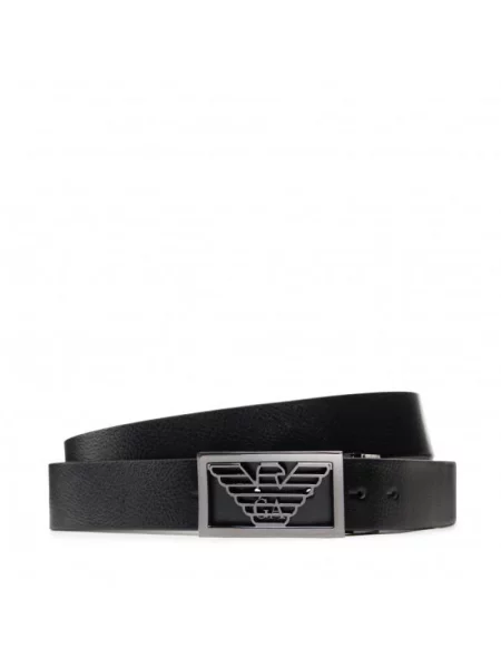 Emporio Armani pasek skórzany dwustronny czarny