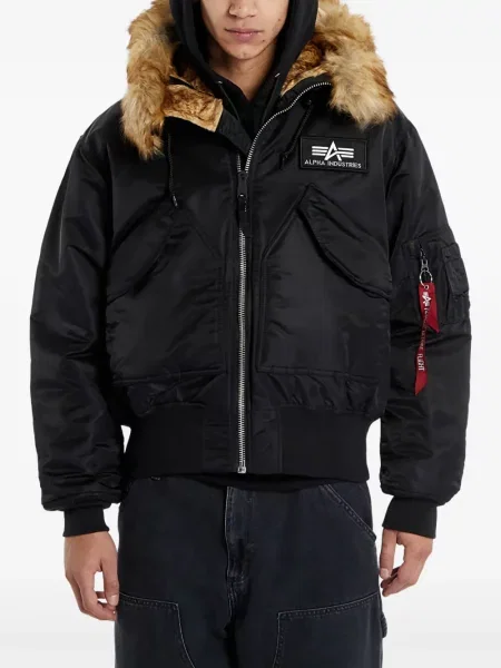 Blană artificială geacă bomber Alpha Industries negru