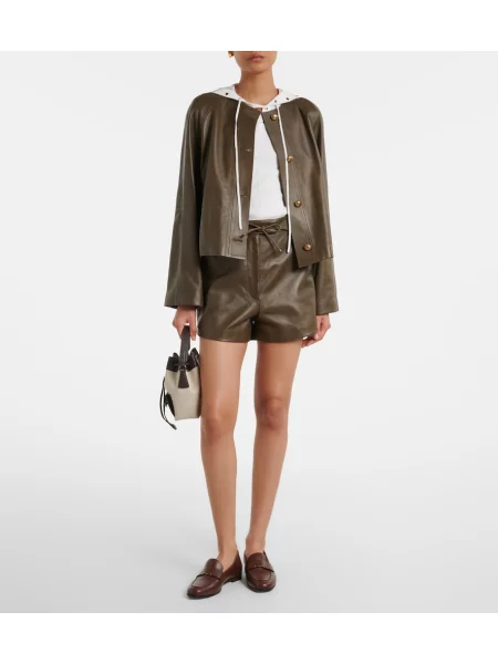 Pantaloni scurți Max Mara din piele verde