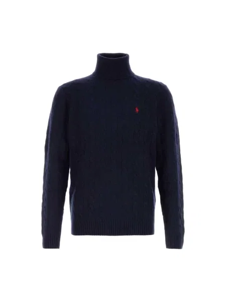 Golf sweter z golfem Polo Ralph Lauren z kaszmiru niebieski