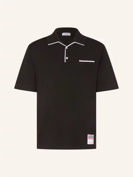 J.Lindeberg Pletené Polo Tričko černá bílá