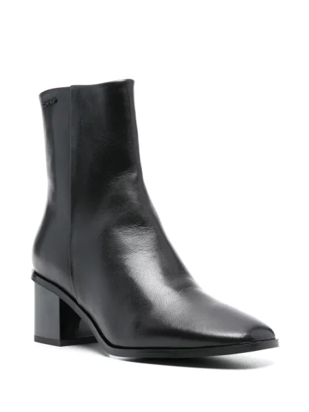 Cizme scurte Calvin Klein din piele cu vârf pătrat negru