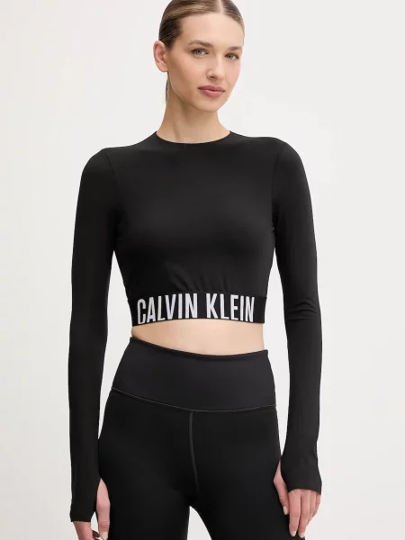 Majica z dolgimi rokavi za vadbo Calvin Klein Performance črna