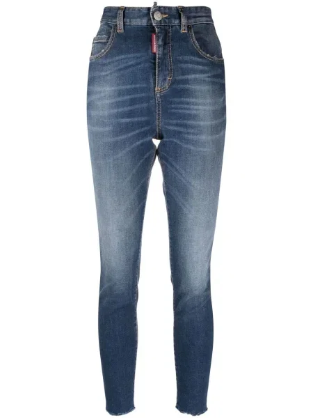 Skinny jeansy skinny Dsquared2 o krotszym kroju niebieskie
