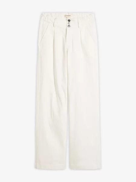 Jeansy wide leg high waist z wygodną talią białe
